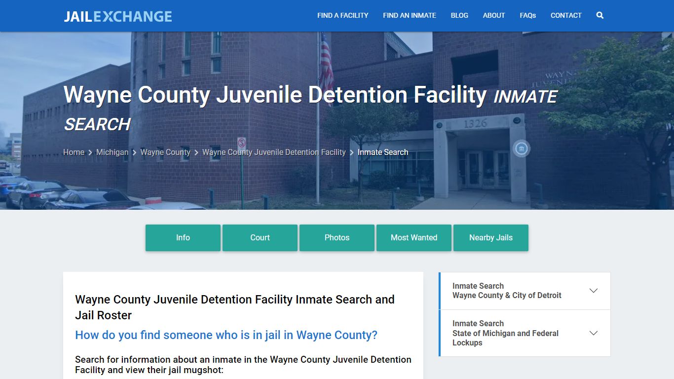 Wayne County Juvenile Detention Facility Inmate Search - Jail Exchange