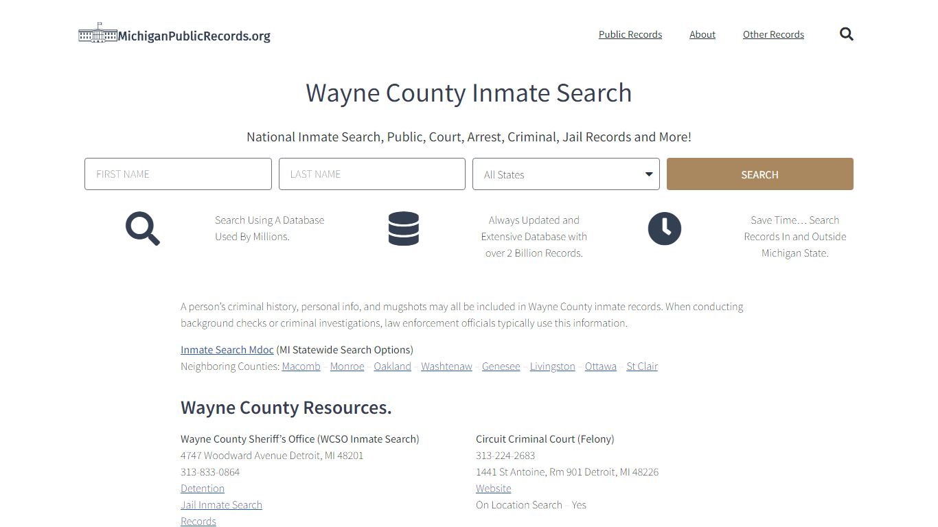 Wayne County Inmate Search - WCSO Current & Past Jail Records