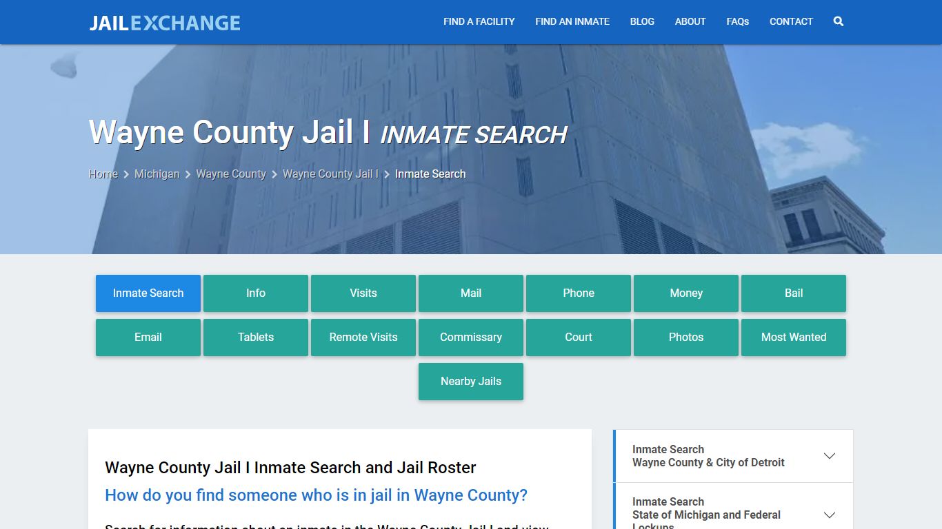 Inmate Search: Roster & Mugshots - Wayne County Jail I, MI
